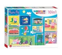 Coffret 10 puzzle progressif peppa pig - 18 - 30 - 48 - 60 pieces - set mega pack peppa le cochon + 1 carte tigre