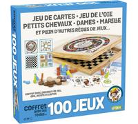 Coffret 100 Bois-Les Grands Classiques Famille, Enfants Dames, Petits Chevaux, L'oie, Marelle, Dés Et Jeu De Cartes,De 3 À 8 Joueurs, 527600, Gris[Z1657]