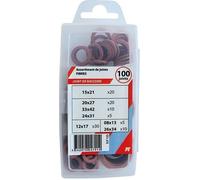 Coffret brochable de 100 joints fibre pour raccord : 5x1/4 + 30x3/8 + 20x(1/2' - 3/4' (20x27)) + 10x(1' - 1'1/4) + 5x24 - BJF100