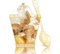 Coffret 100 Mini Verrines Carrées 60 ml avec Cuillères Vendos85