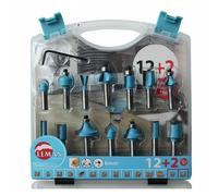 Coffret 14 fraises de défonceuse - plaquettes carbure - queue 8 mm LEMAN
