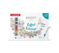 uni-ball EMOTT - Coffret coloriage relaxant - 16 feutres + carnet A5 - Pointe fine blanche 0,4mm