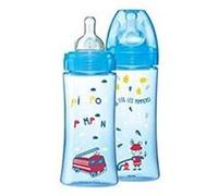Coffret 2 Biberons Initiation+ Anti-Colique 330Ml Bleu Pompier +6 Mois Tétine Ronde 3 Vitesses Débit 3 - Dodie Bleu G