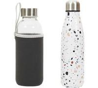 AltoBuy Coffret 2 Bouteilles 50cl Isotherme Terrazzo et Verre avec Pochon - KOMPIL
