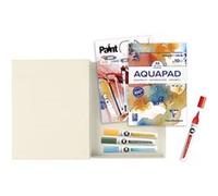 Coffret 2 carnets Paint'On pad A5 et Aquapad A5 Clairefontaine et 4 marqueurs Molotow G