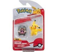 Coffret 2 figurines pokemon pikachu et gourmelet - figurine de combat battle figure - set jouet garcon + 1 carte animaux