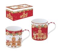Coffret 2 mugs en Porcelaine 35 cl en Boite Cadeau Fancy Gingerbread - EASYLIFE