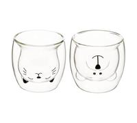 Coffret 2 Mugs en Verre "Animaux" 25cl Transparent