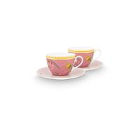 Coffret 2 Paire tasse thé (2 tasses + 2 sous-tasses) La Majorelle Rose 280ml Pip Studio