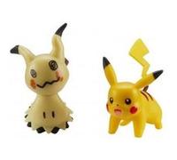 Coffret 2 Pokemon Mimiqui Et Pikachu - Figurine De Combat - Pokemon Jaune Et Creme - Jouet Garcon