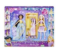 Coffret 2 Poupées Mannequin 30 Cm : Jasmine + Raiponce + Dressing + 22 Accessoires - Set Poupée + 1 Carte
