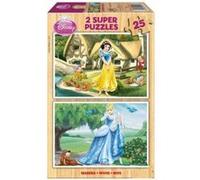 Coffret 2 Puzzles En Bois Enfant 25 Pieces - Blanche Neige Et Les 7 Nains Dans La Foret Cendrillon Et Chien Pataud - Dessin Anime Disney