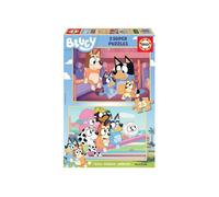 Coffret 2 Puzzles En Bois Enfant 25 Pieces - Famille Et Amis de Bluey - set Puzzle Chien Et 1 Carte offerte