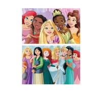 Coffret 2 Puzzles Enfant 100 Pieces - Princesse Pocahontas Raiponce vaiana Ariel Belle - Set Puzzle - 1 Carte Animal
