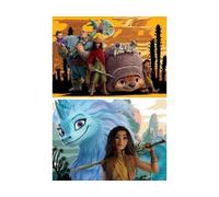 Coffret 2 Puzzles Enfant 48 Pieces Raya et Le dernier Dragon - tuk tuk boun Little NOI et sisu - Set poupée Princesse avec Une Carte Tigre