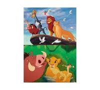 Coffret 2 Puzzles Enfant 48 Pieces Roi Lion : Simba Timon Pumba phacochère Mufasa - Set Puzzle + Une Carte Tigre