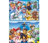 Coffret 2 puzzles enfant 60 pieces pat patrouille le quartier général et en mission - chien marcus chase ruben zuma tracker