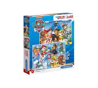 Coffret 2 Puzzles Enfant 60 Pieces Pat Patrouille Le Quartier Général Et En Mission - Chien Marcus Chase Ruben Zuma Tracker