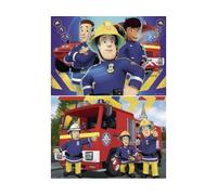Coffret 2 Puzzles Enfant Sam Le Pompier 24 Pieces : Sam et Le Camion Pompier - Set Puzzle Dessin Anime + Carte Tigre