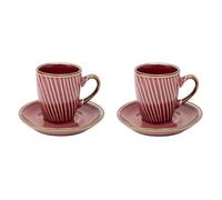 Coffret 2 Tasses & 2 Soucoupes "Ella" 9cl Rouge Grenat
