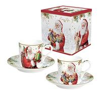 COFFRET 2 TASSES A CAFE 7,5CL EN PORCELAINE SANTA IS COMING
