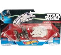 Coffret 2 vaisseaux Starfighter - tie Fighter + Le millenninum Falcon 7.5cm - The Force Awakens - véhicule Engin - Set pour Star Wars + Carte Tigre
