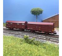 Coffret 2 wagons Gs couverts marron, dont un avec feux rouges arrière, RENFE, Ep