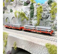 Coffret 2 wagons plats Rmms 4 essieux, blocs d'aluminium, rouge trafic, D-DBSR,