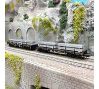 Coffret 2 wagons plats Rmms 4 essieux, chargés de blocs d'aluminium, DB, Ep. IV