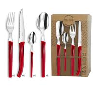Coffret 24 couverts de table pour 6 personnes - Rising Sun - Acier inoxydable 18/0,Finition Standard - Rouge