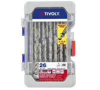 Coffret 26 pièces TIVOLY - 25 forets métaux HSS taillés meulés pointe en croix Ø 2 à 13mm + 1 fraise à noyer HSS Ø 16,5mm - 11452070