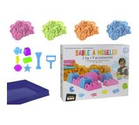 Coffret 2Kg De Sable Magique - 9 Accessoires (4x 500g de sable bleu, rose, orange, vert)