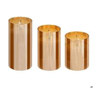 Atmosphera Créateur d'intérieur - Lot de 3 Bougies LED en Verre "Sena" 15cm Ambre G