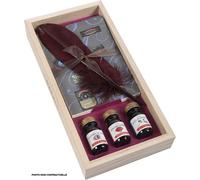 Coffret - 3 Encres Calligraphie - Plume D'oie - Carnet - Herbin