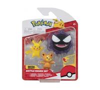 Coffret 3 Figurines : Teddiursa et fantominus de Combat - Set Personnage Jaune Violet + 1 Carte Animal - Jouet garçon