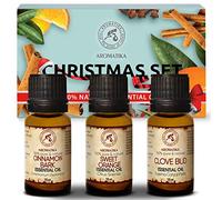 Coffret 3 Huiles Essentielles Noël - 3x10ml - 30ml - Cannelle - Orange - Huile Essentielle du Clou de Girofle - Ensemble Cadeau - Kit Huiles Aromathérapie pour le Diffuseurs - Coffret Cadeau