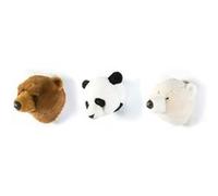 Coffret 3 Mini Peluches trophée Ours Blanc, Ours Brun et Panda Multicolors G