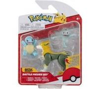 Coffret 3 pokemon carapuce - fulgudog et machoc de combat - figurine pokemon bleu jaune gris - jouet garçon