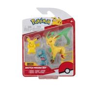 Coffret 3 Pokemon Pikachu - Okeoke Et Phyllali De Combat - Figurine Pokemon Jaune Et Vert - Jouet Garçon