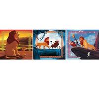 Coffret 3 Puzzles 48 Pieces Simba Le Roi avec Ces Amis : Timon Pumba Mufasa nala - Set Puzzle Enfant avec Carte Tigre