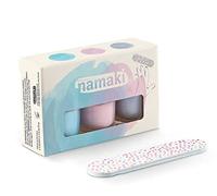 Namaki – Coffret vernis à ongles pour enfants – Pelables, sans solvant – Bleu, Rose & Argent