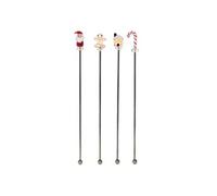Coffret 4 agitateurs metal noel - - Argent / Métallique - Métal