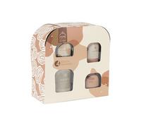 HOME DECO FACTORY, BO0039, Coffret de 4 Bougies parfumées, senteurs Figue, Pivoine, Brume des Bois, Bois épicé, Design Moderne, Ambiance cocooning, Beige, Marron, 4 pièces