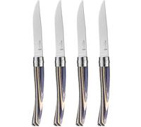 Coffret 4 Couteaux De Table Chic Bouleau Lamellé - Lame Traditionnelle Yatagan Acier Inox - Manche Bouleau - Garantie À Vie - Fabrication Française
