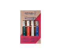 Opinel - Coffret de 4 Couteaux de Cuisine Les Essentiels Primo - N°112 Office, N°113 Cranté, N°114 Légumes, N°115 Éplucheur - Manche en Bois de Hêtre Verni