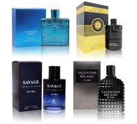 Coffret 4 Eaux De Cologne Pour Homme (Savage Ext/Valentine Milano/Vintage Heroes/Hunter Noir Absolu) Eau De Parfum Pour Homme Notes Boisées, Épicées, D'agrumes Et Aromatiques Parfum Longue Durée