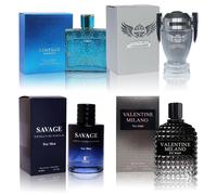 Coffret 4 Eaux De Cologne Pour Homme (Savage Ext/Valentine Milano/Vintage Heroes/Invincible) Eau De Parfum Pour Homme Notes Boisées, Épicées, D'agrumes Et Aromatiques Parfum Longue Durée