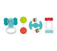 Ludi - Lot de 4 hochets pour bébé - Sensoriels, anneau de dentition - Dès 3 mois