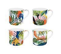 COFFRET 4 MUGS 30 N PORCELAINE FINE AMBIANCE TROPICALE