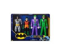 Coffret 4 Personnages Batman 30 Cm Batman Le Joker - Robin - L'homme Mystère - Figurine Super Hero Série - Set DC + 1 carte animaux